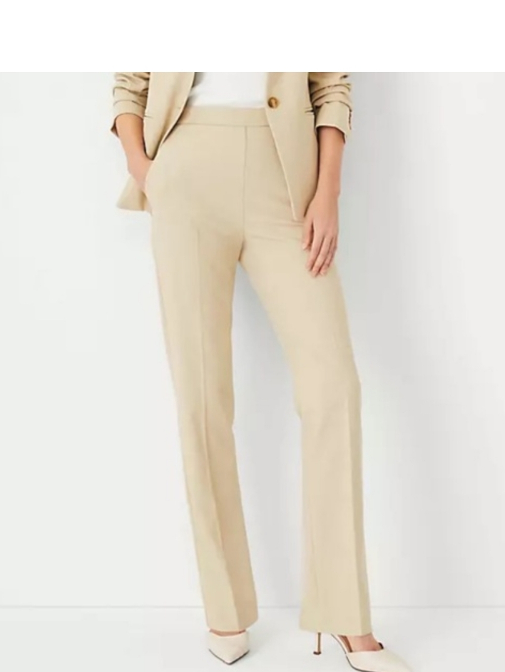 Ann Taylor Straight Oat Nuetral Pant Trouser 8